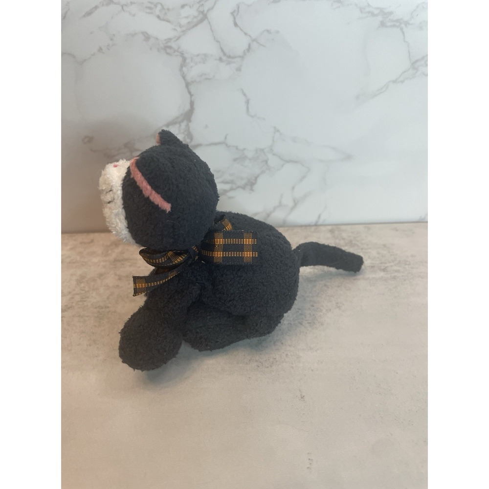 Russ Luv Pets  Black Kitten Crispy Cat Halloween Bow Mini 4" Beanbag Plush - Picture 5 of 8